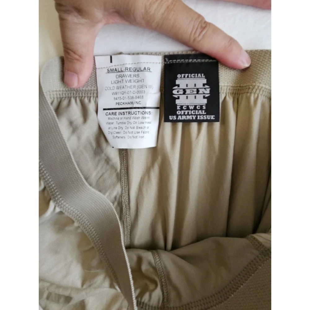 US Army Drawers Mens Small Tan ECWCS Gen III Level 1 Polartec Power Dry Leggings